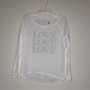 Live Love Dream White Love Textured Long Sleeve S Top Y2K cotton blend